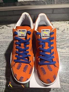 Puma x Dee & Ricky Orange Suede Sneakers with Blue Laces